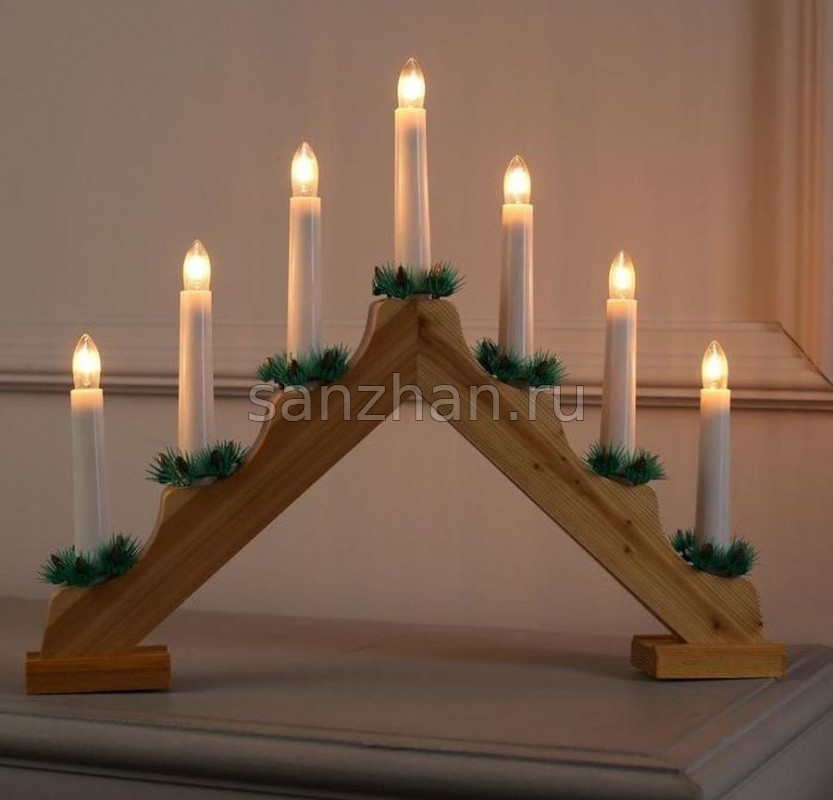 Светильник "Рождественская горка" 7 свечей (Деревянный)