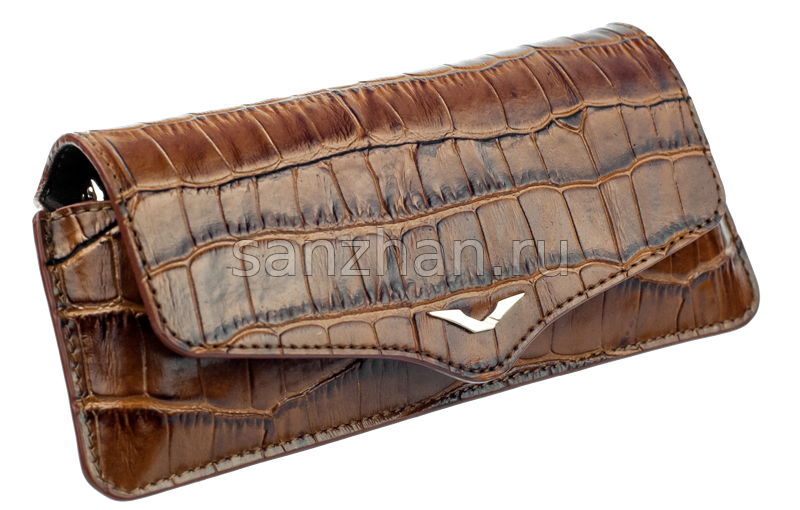 Горизонтальный Чехол для Vertu Signature S Design Brown Alligator (натуральная эко-кожа)