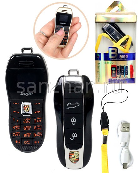 Мини телефон hope BM90 в виде ключа Porsche Cayenne
