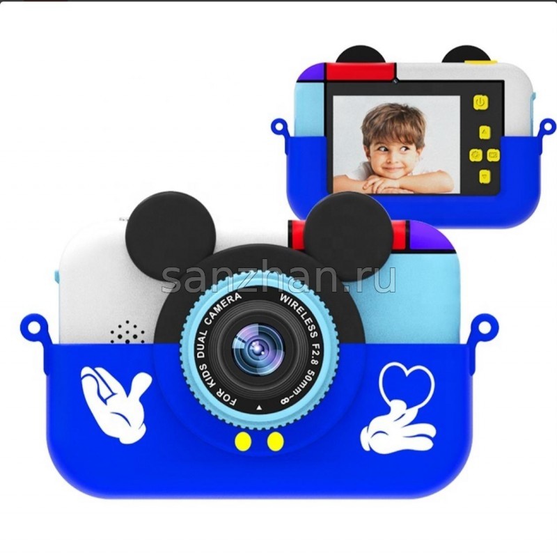 Детский цифровой мини фотоаппарат "Микки Маус" с селфи камерой