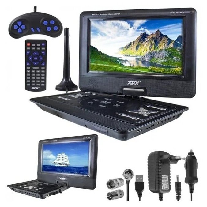 Портативный цифровой DVD-плеер 10" XPX EA-1049L с тюнером DVB-T2 (3D / USB / SD / Game) (Корея)