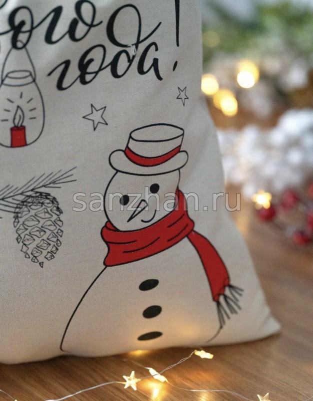 Мешок подарочный Новогодний "Снеговик" (15х20 см)