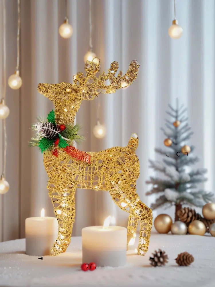 Новогодняя уличная фигура "Олень" светящийся 50 см (золотой)