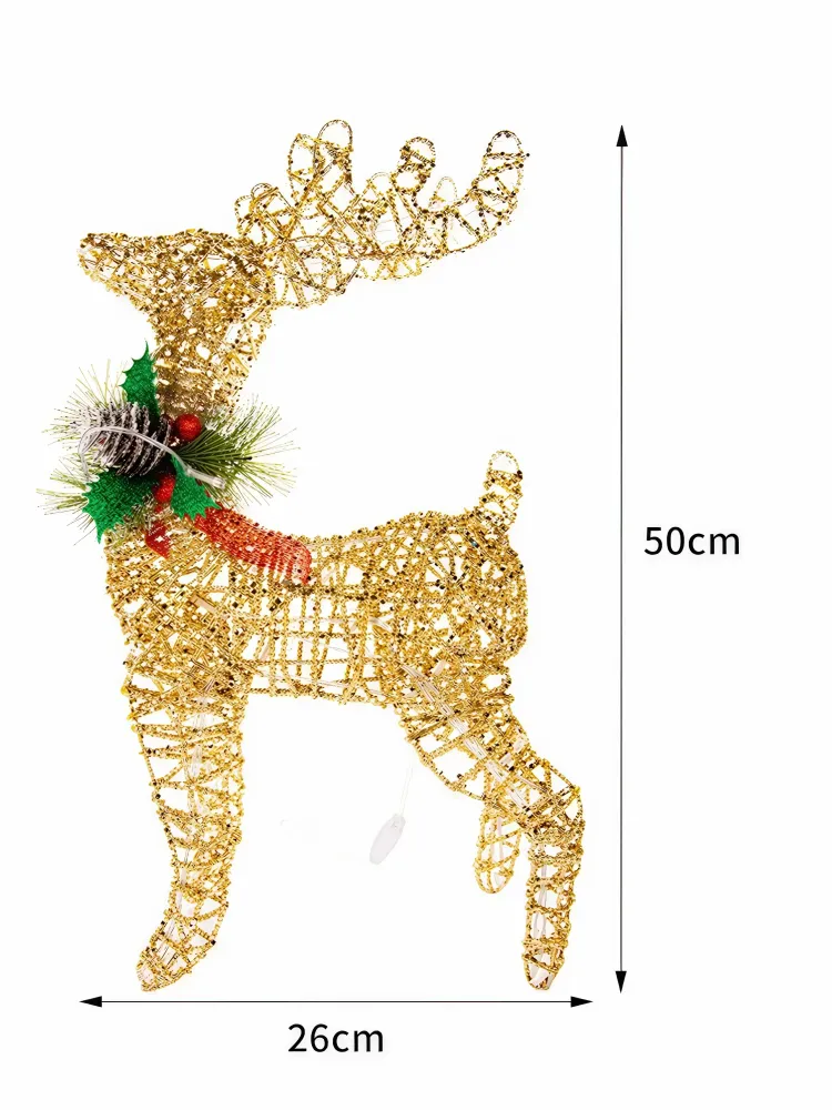 Новогодняя уличная фигура "Олень" светящийся 50 см (золотой)