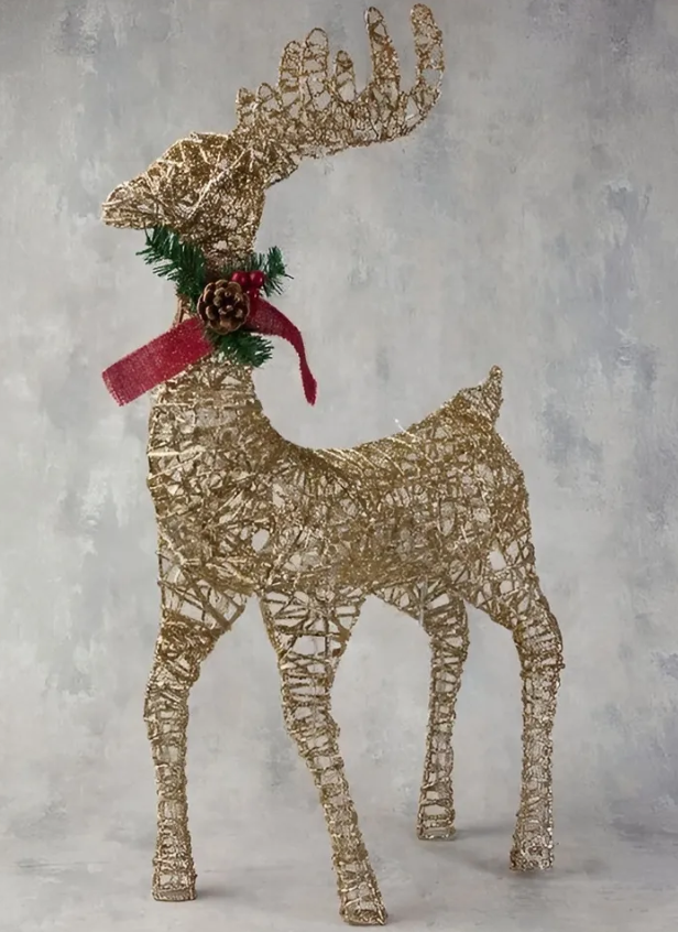 Новогодняя уличная фигура "Олень" светящийся 80 см (золотой)