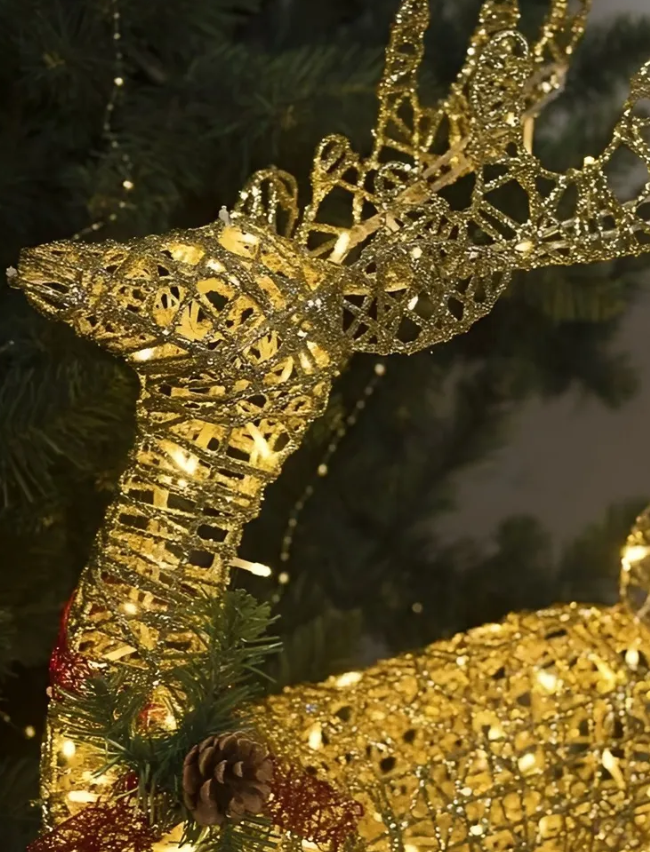 Новогодняя уличная фигура "Олень" светящийся 80 см (золотой)