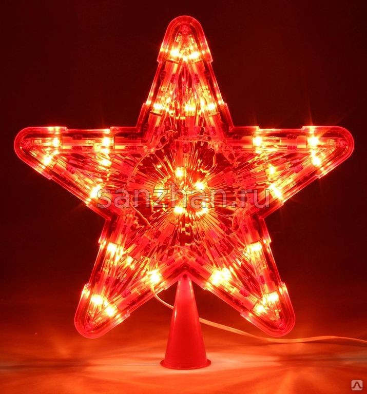 Верхушка на елку 20 см "Красная звезда" светодиодная