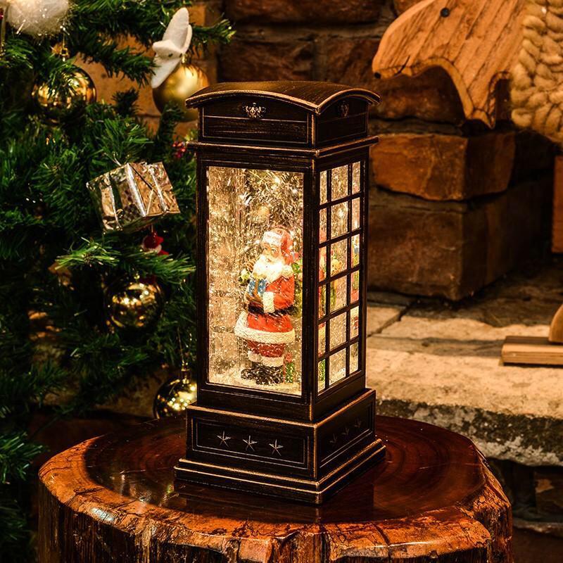 Светильник новогодний с музыкой "Телефонная будка с Дедом Морозом" 25 см
