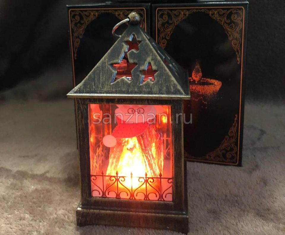 Декоративный мини светильник фонарь "уютный камин"