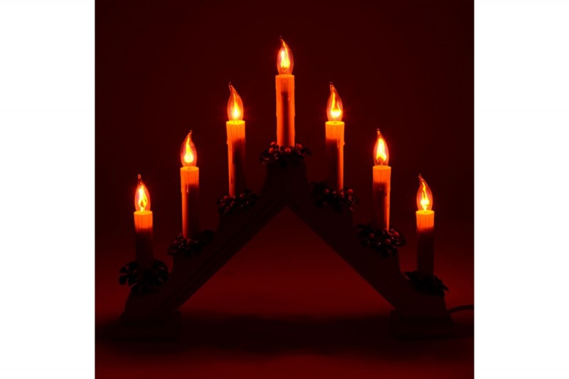 Светильник "Рождественская горка" 7 свечей (Белый) живое пламя