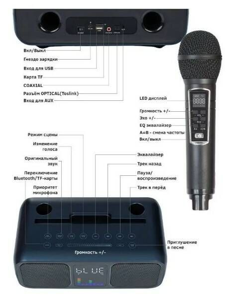 Караоке система sdrd SD-318 2 микрофона 30 вт