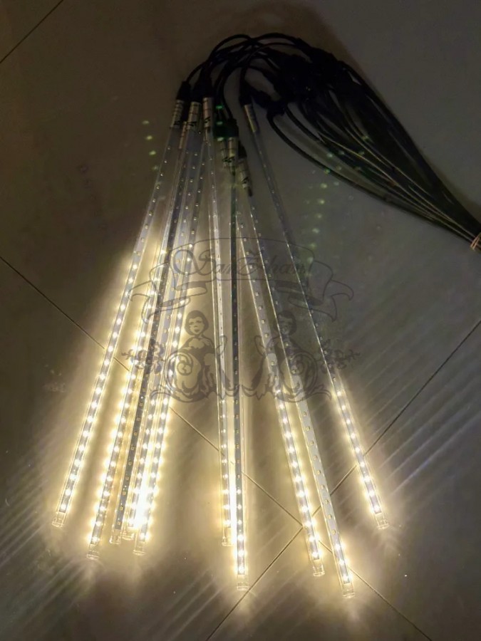 Гирлянда уличная Тающие сосульки 12V комплект 10 шт х 50 см IP68, 540 LED 10 метров теплый белый свет с соединением