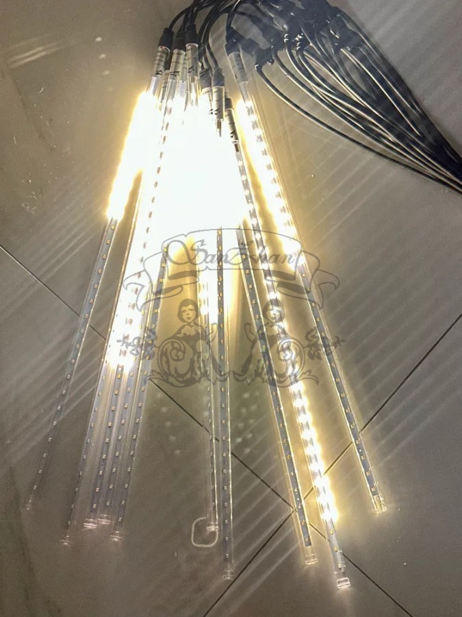 Гирлянда уличная Тающие сосульки 12V комплект 10 шт х 50 см IP68, 540 LED 10 метров теплый белый свет с соединением