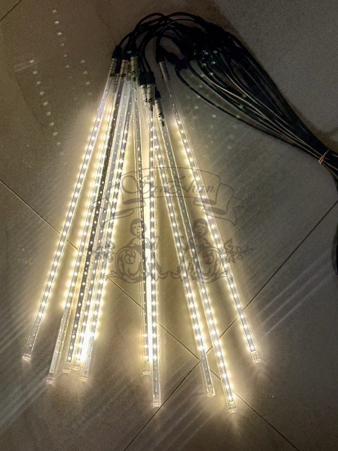 Гирлянда уличная Тающие сосульки 12V комплект 10 шт х 50 см IP68, 540 LED 10 метров теплый белый свет с соединением