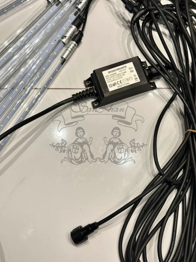 Гирлянда уличная Тающие сосульки 12V комплект 10 шт х 50 см IP68, 540 LED 10 метров теплый белый свет с соединением