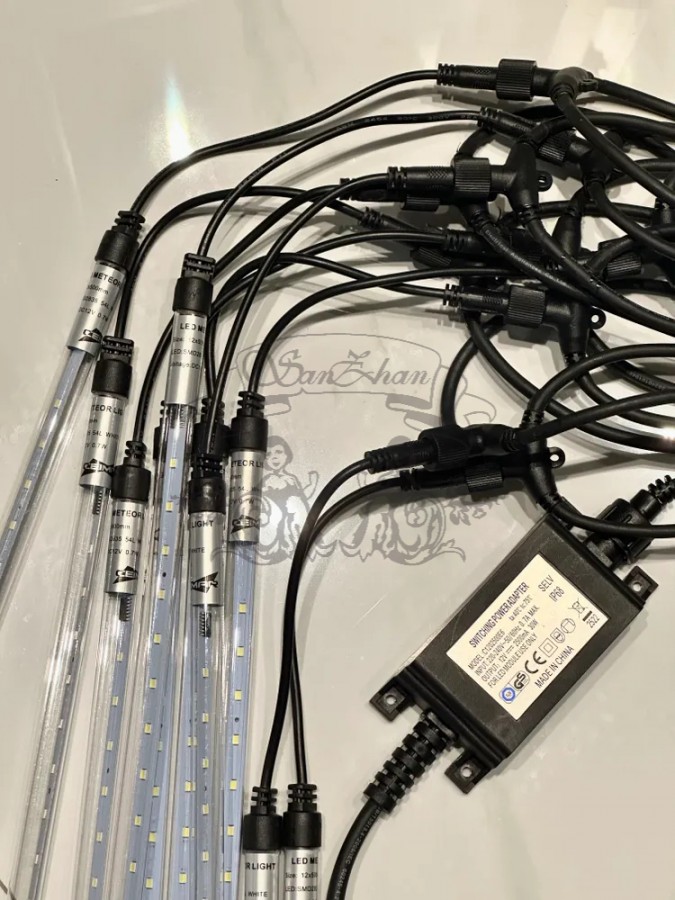 Гирлянда уличная Тающие сосульки 12V комплект 10 шт х 50 см IP68, 540 LED 10 метров теплый белый свет с соединением