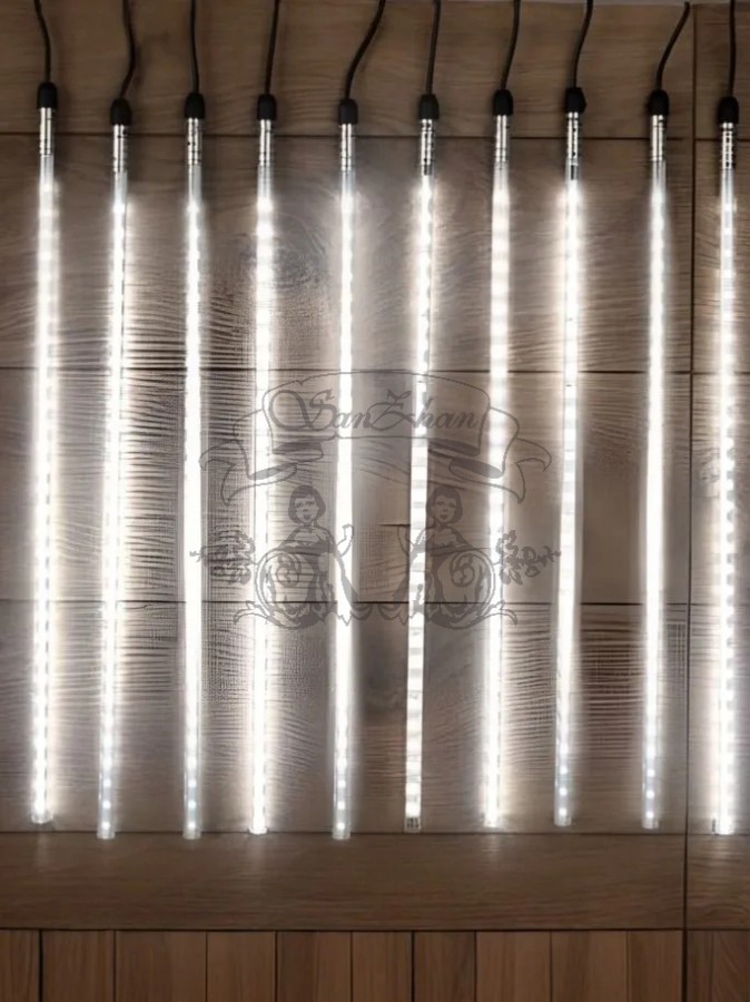 Гирлянда уличная Тающие сосульки 12V комплект 10 шт х 50 см IP68, 540 LED 10 метров белый свет с соединением