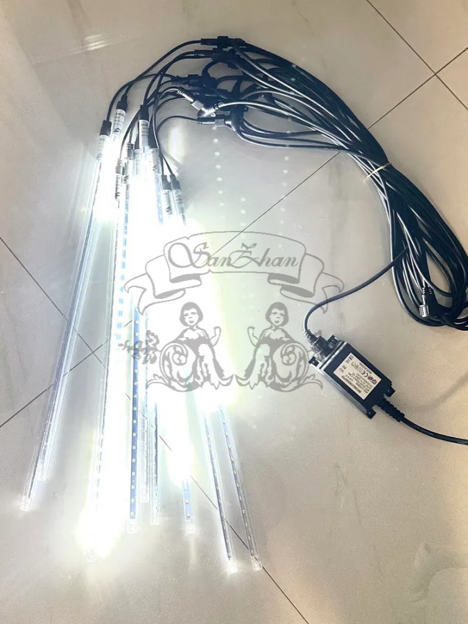 Гирлянда уличная Тающие сосульки 12V комплект 10 шт х 50 см IP68, 540 LED 10 метров белый свет с соединением