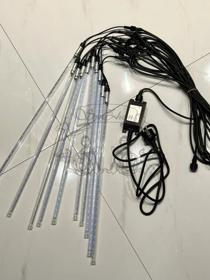 Гирлянда уличная Тающие сосульки 12V комплект 10 шт х 50 см IP68, 540 LED 10 метров белый свет с соединением