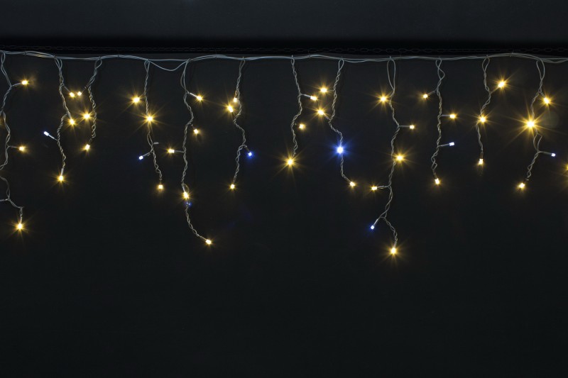 Гирлянда Бахрома уличная 3 метра IP65 120 LED мерцающая (Белый теплый) черный провод