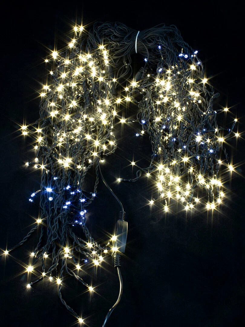 Гирлянда Бахрома уличная 3 метра IP65 120 LED мерцающая (Белый теплый) черный провод