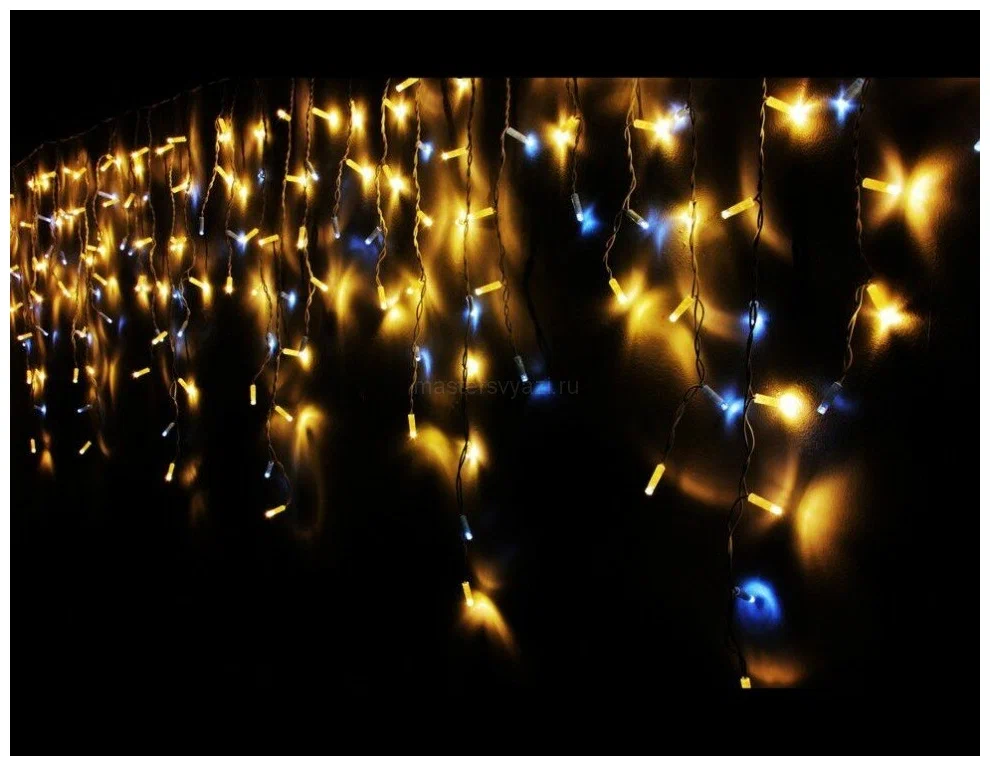 Гирлянда Бахрома уличная 3 метра IP65 120 LED мерцающая (Белый теплый) черный провод