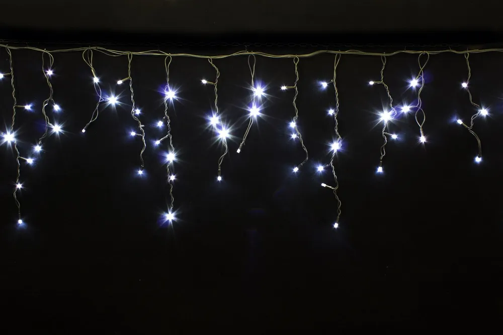 Гирлянда Бахрома уличная 3 метра IP65 120 LED мерцающая (Белый холодный) черный провод