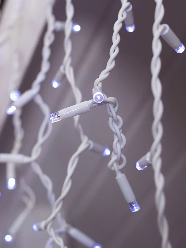 Гирлянда Бахрома уличная 3 метра IP65 120 LED мерцающая (Холодный белый) белый провод