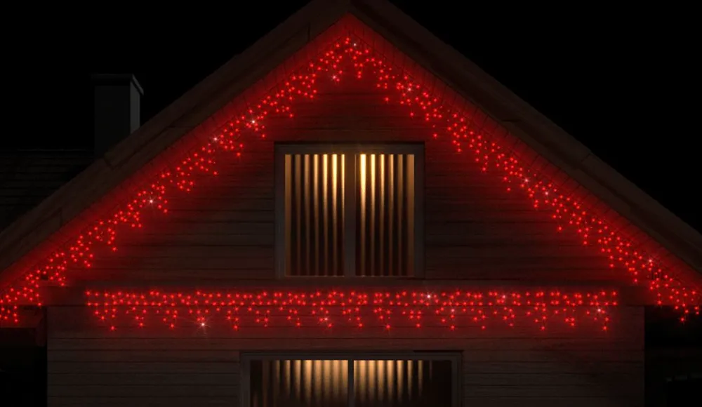 Гирлянда Бахрома уличная 3 метра IP65 120 LED мерцающая (Красная) белый провод