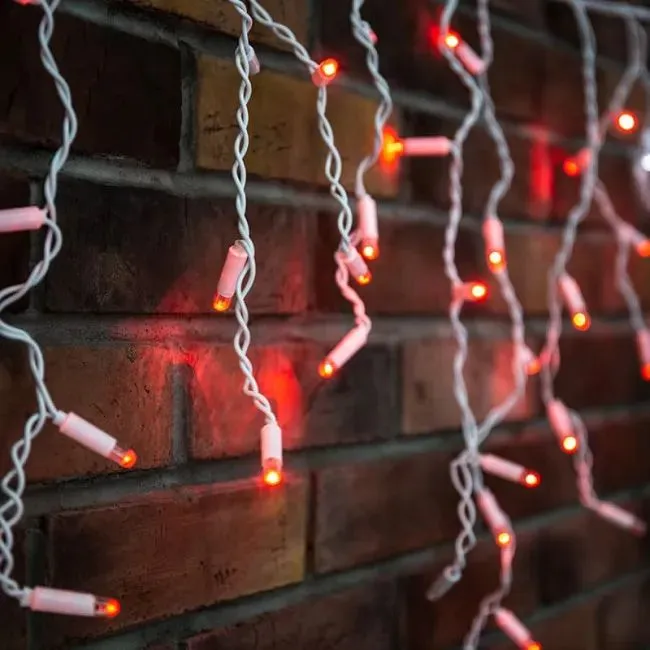 Гирлянда Бахрома уличная 3 метра IP65 120 LED мерцающая (Красная) белый провод