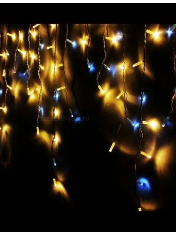Гирлянда Бахрома уличная 12 м IP65 408 LED мерцающая (Белый теплый) черный провод каучук