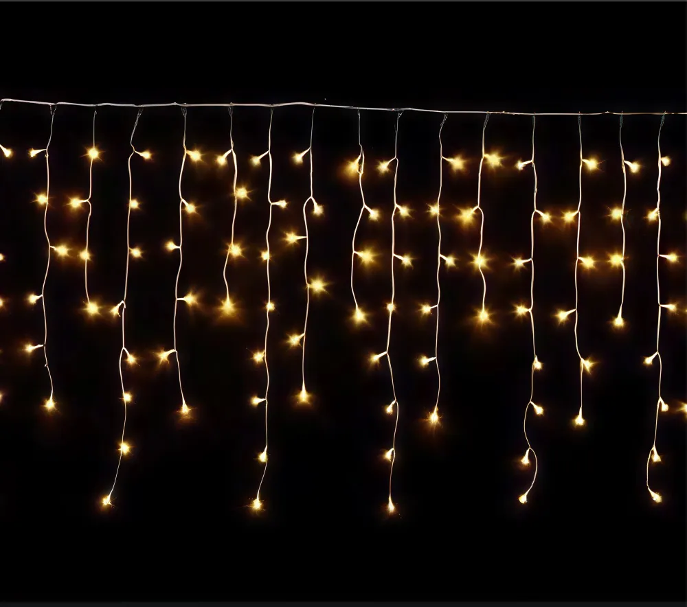 Гирлянда Бахрома уличная 30 метров IP65, 1200 LED статичная (Белый теплый) белый провод