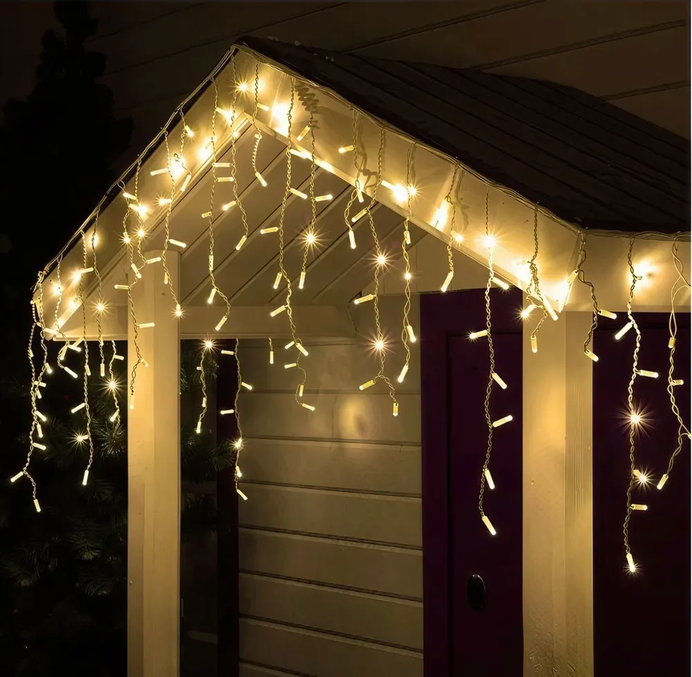 Гирлянда Бахрома уличная 30 метров IP65, 1200 LED статичная (Белый теплый) белый провод