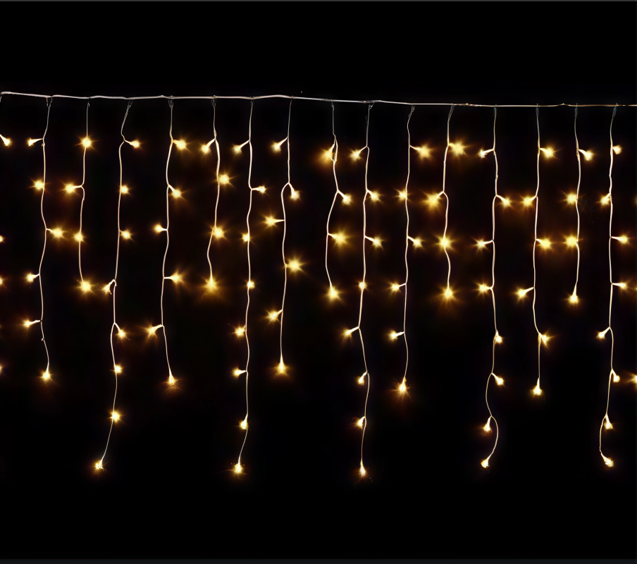 Гирлянда Бахрома уличная 30 метров IP65, 1200 LED с мерцанием (Белый теплый) белый провод