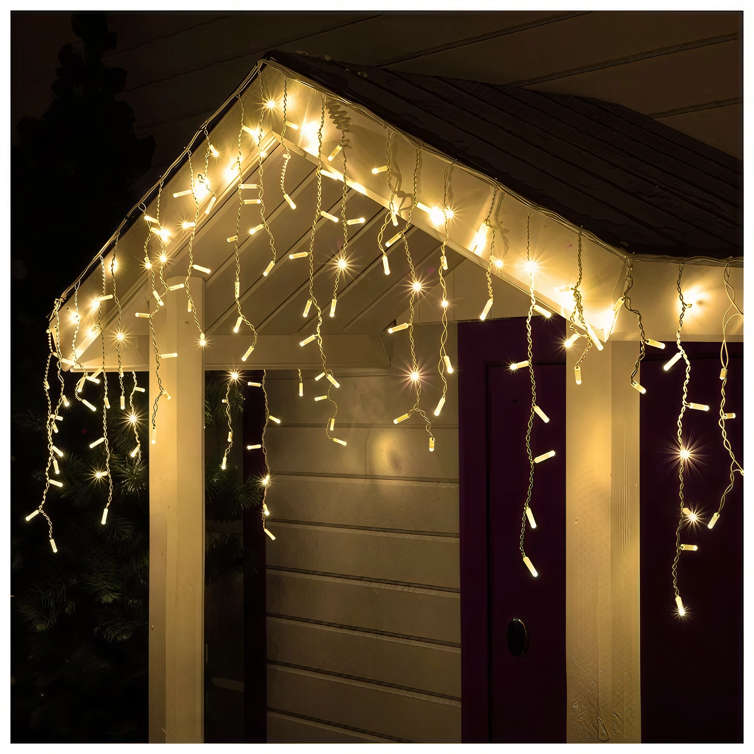 Гирлянда Бахрома уличная 30 метров IP65, 1200 LED с мерцанием (Белый теплый) белый провод