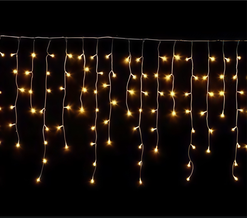 Гирлянда Бахрома уличная 30 метров IP65, 1200 LED с мерцанием (Белый теплый) белый провод