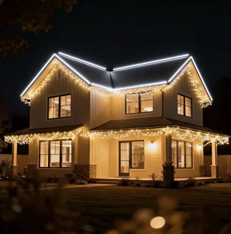 Гирлянда Бахрома уличная 30 метров IP65, 1200 LED с мерцанием (Белый теплый) белый провод