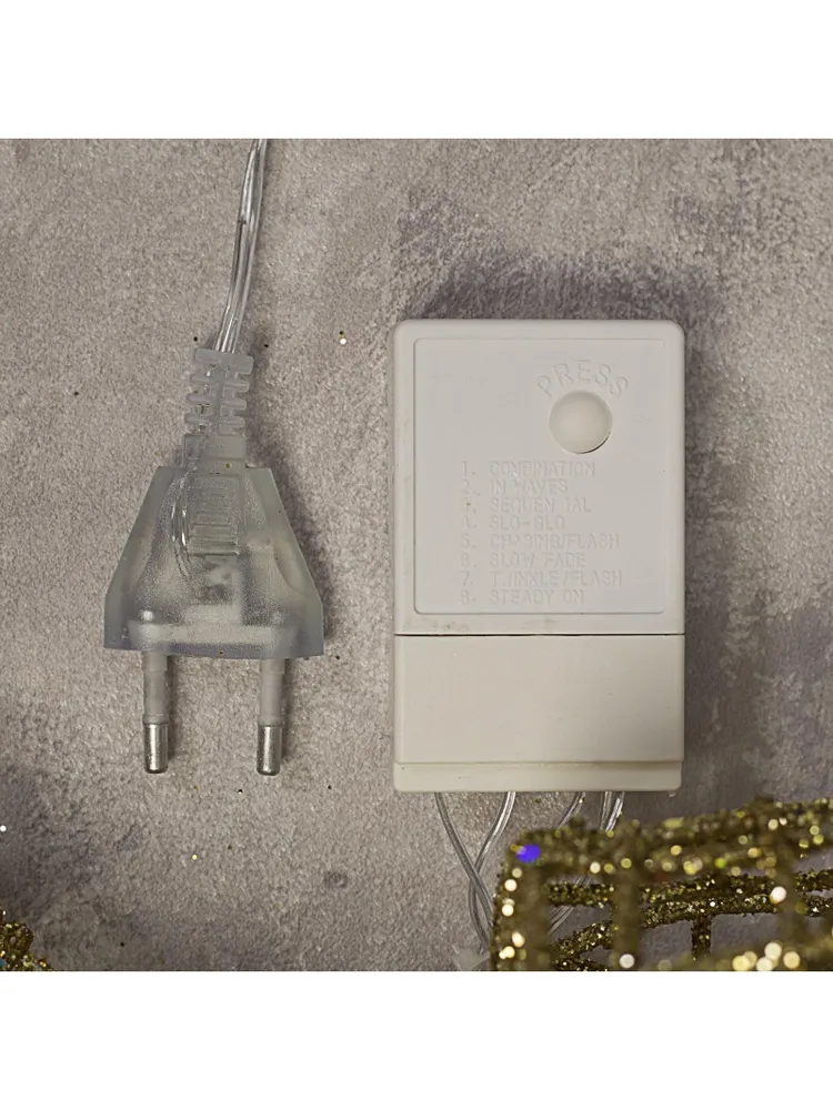 Олень с санями новогодний светящийся 120 см золотой 2 шт