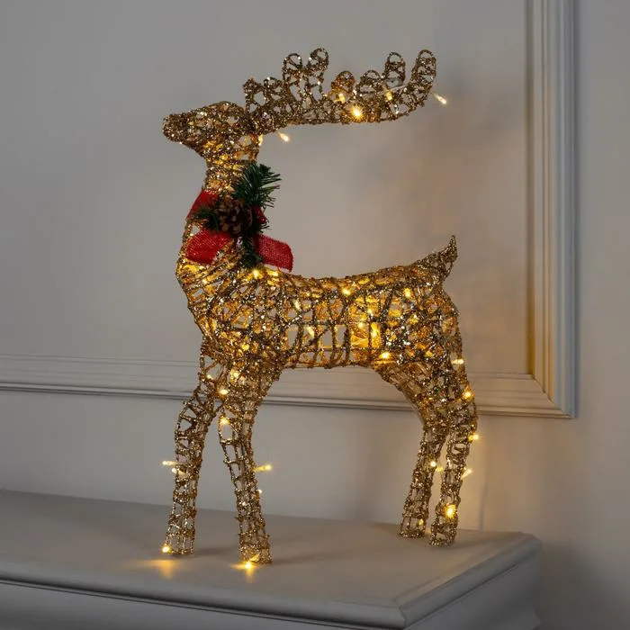 Новогодняя уличная фигура "Олень" светящийся 60 см (золотой)