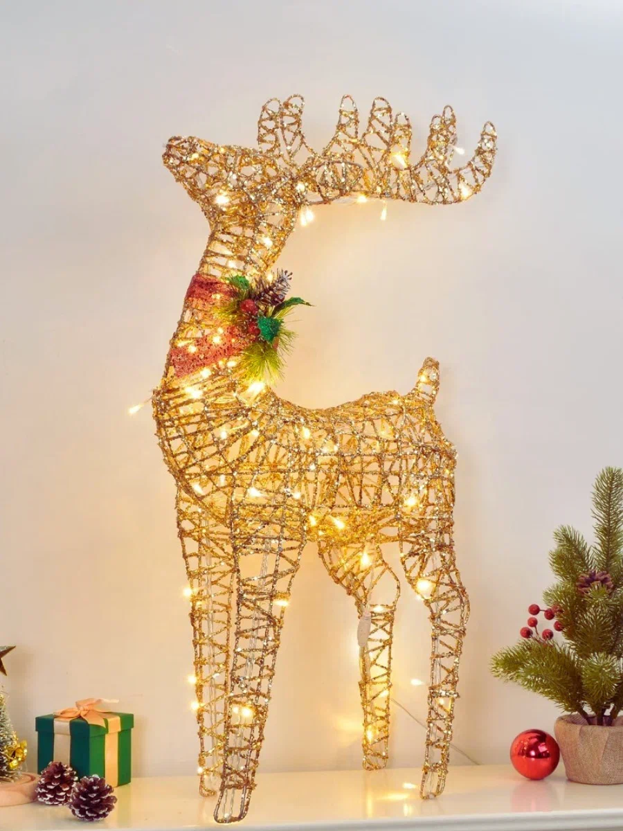 Новогодняя уличная фигура "Олень" светящийся 60 см (золотой)