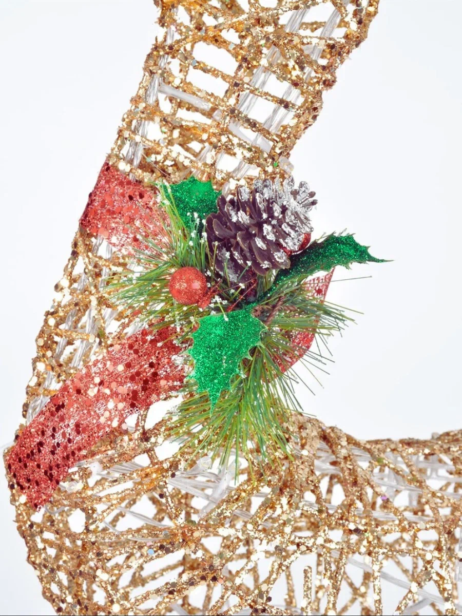 Новогодняя уличная фигура "Олень" светящийся 60 см (золотой)