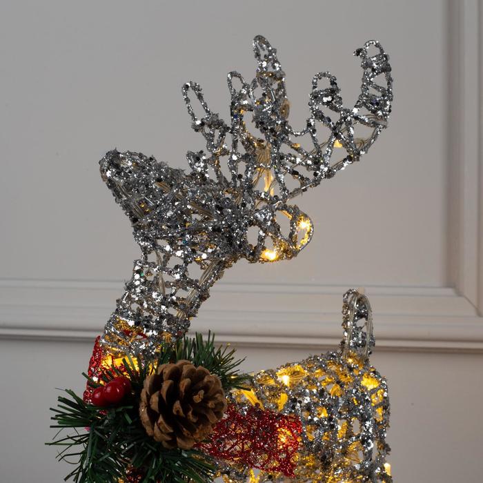 Новогодняя уличная фигура "Олень" светящийся 60 см (серебро)