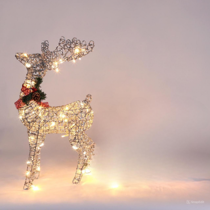 Новогодняя уличная фигура "Олень" светящийся 60 см (серебро)