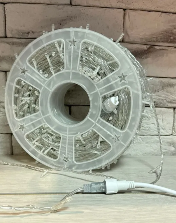 Гирлянда уличная светодиодная нить 100 метров 800 LED 220V с мерцанием (прозрачный провод каучук)
