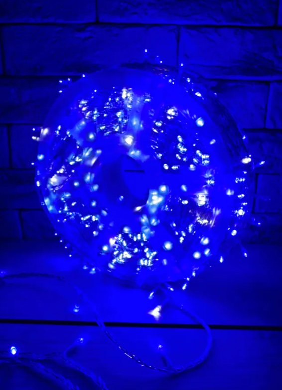 Гирлянда уличная светодиодная нить 100 метров 800 LED 220V с мерцанием (прозрачный провод каучук)